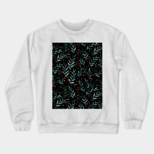 Festive watercolor branches - black, teal and orange Crewneck Sweatshirt